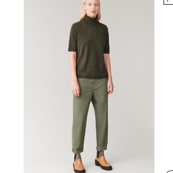 COS Button-up 100% Cotton High Rise Relaxed Everyday Chinos In Khaki Green M - Picture 2 of 12